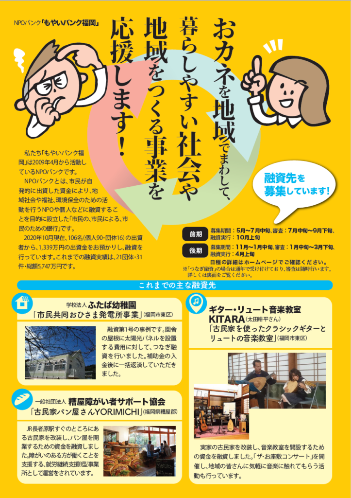 2021年度 前期 融資先を募集 久留米市市民活動サポートセンター みんくる